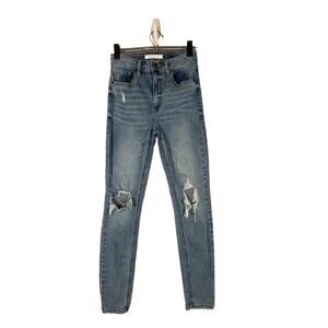 Eunina Blue Ripped Destroyed Skinny Ankle Denim Jeans Women Junior Sz 3